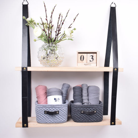 Aufbewahrungskorb mit Lederboden - Quadratisch - Klein
2