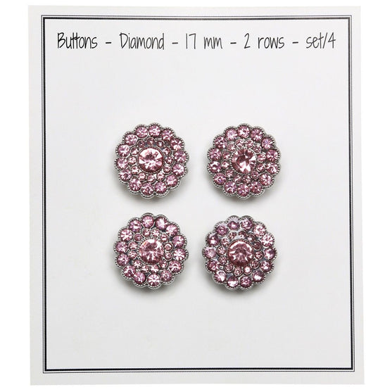 Glitzerknöpfe - Kleine Steine - Pink - 4 Stk - Go Handmade
3