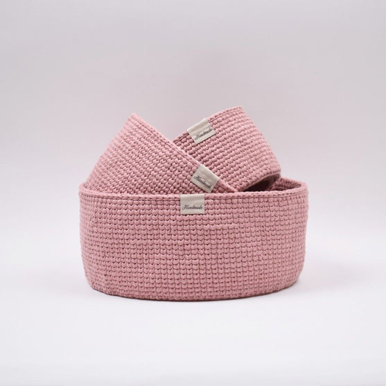 Ribbon Körbe mit rundem Lederboden – Knit Stitch
3