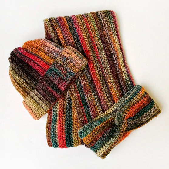 Autumn Hugs Set – Schal, Mütze und Stirnband
6