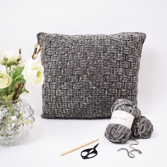 Velvet Flettet Pude - Kvadrat