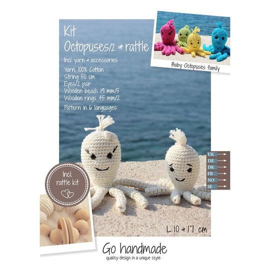 Anleitungspaket (Häkeln) - Tintenfisch &amp; Rassel - Go Handmade