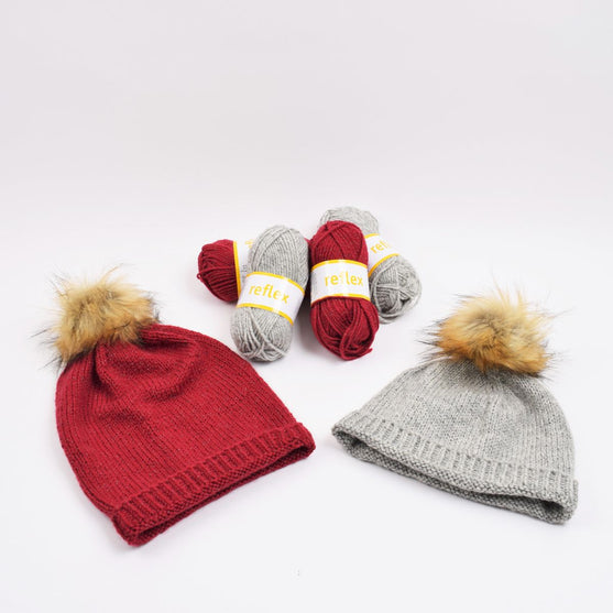 

Gestrickte Mütze mit Reflex
1