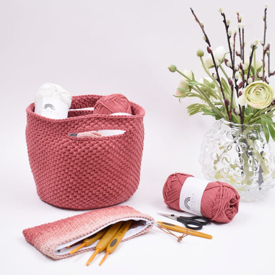 Gehäkelte Garntasche mit Struktur 8/8