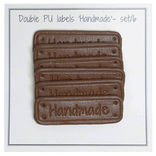 PU-Leder Etikett "Handmade" 5 x 1,5 cm - Go Handmade
