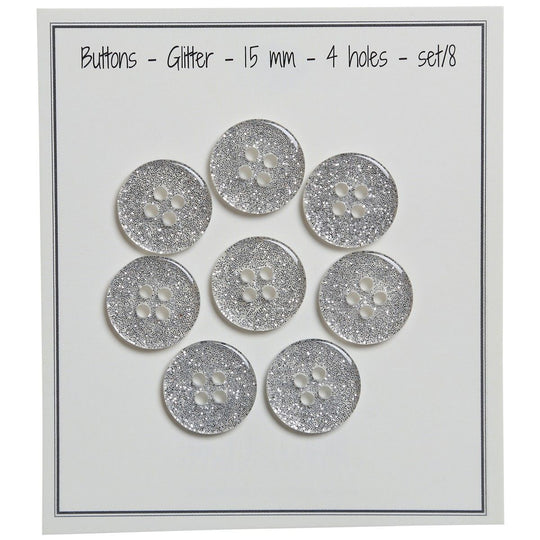 Glitzer Knöpfe - Silber - Verschiedene Größen - Go Handmade
