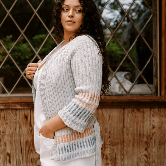 

Fusing Cardigan - Offener Cardigan mit Bindegürtel
1