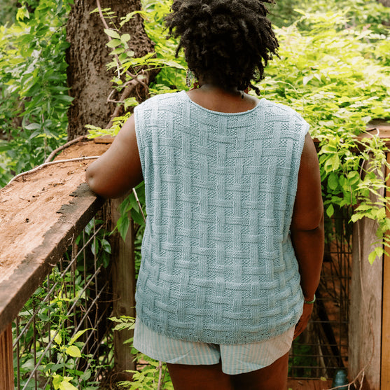 

Calme Top - Ärmelloses Top im Korbmuster
3