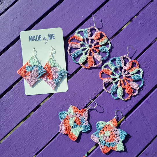Bloom Earrings - Drei Paar Häkelohrringe
