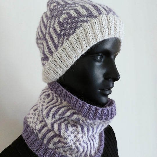 Purple Geometries - Mütze und Schlauchschal