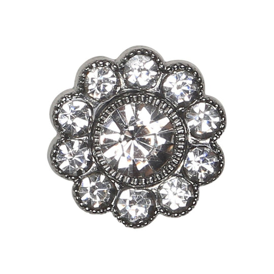 Glitzerknöpfe - Große Steine - Silber - 4 Stk.. - Go Handmade