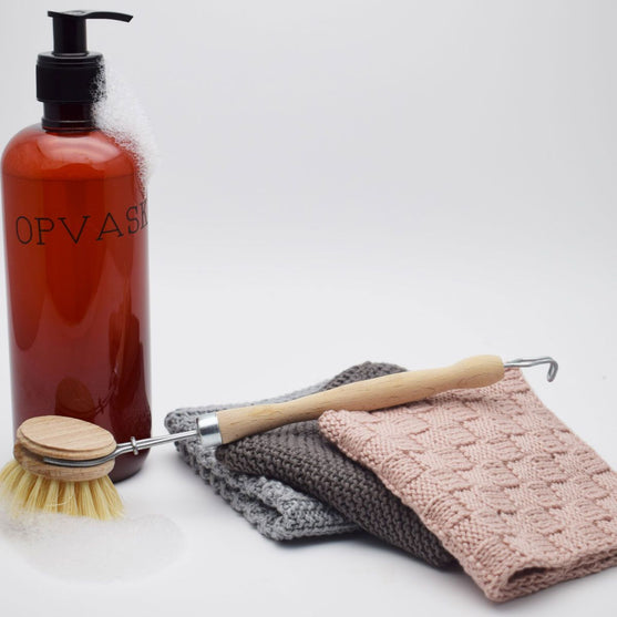 

Gestricktes Putztuch mit Würfelmuster
2