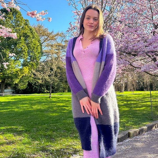 Brede Striber - Langer Cardigan