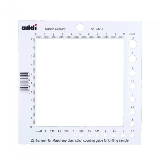 Zählrahmen für Maschenproben mit Nadelmaß - addi